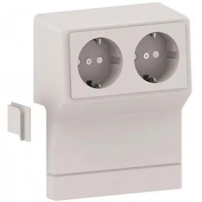 GGK Geräteträger 2-fach 11960 für Sockelleistenkanal | Schuko-Steckdose | 70x20 mm | Kunststoff | RAL 9010 weiß