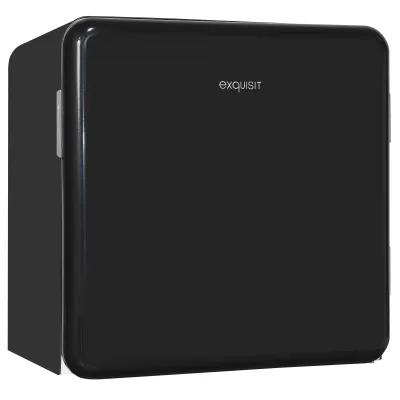 Exquisit Mini-Kühlschrank CKB45-0-031F | 47 l | Retro Design | Eisfach | schwarz | kompakt | für Büro & Gästezimmer