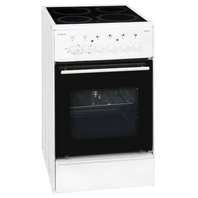 Exquisit Elektro Standherd ECM 5-4.1 | Glaskeramik-Kochfeld 4 Zonen | Umluft-Backofen 46l | Energieeffizienz A | Weiß