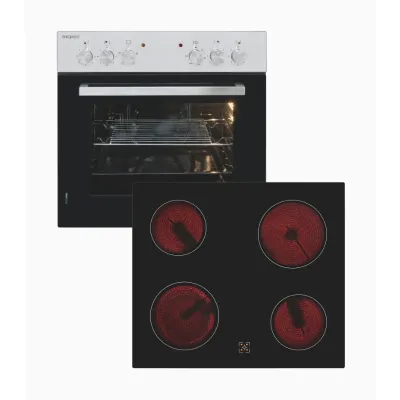GGV Exquisit Herdset EHE145-010 | Glaskeramik-Kochfeld 4 Zonen | Backofen 62l | Energieklasse A | Edelstahl