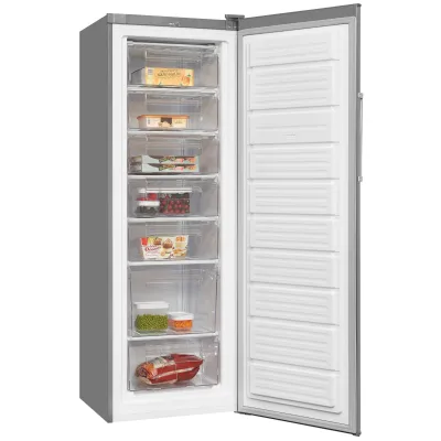 GGV Exquisit Stand-Gefrierschrank GS280-H-040E | 242 Liter | BigBox | 6 Schubladen | Energieklasse E | Edelstahloptik