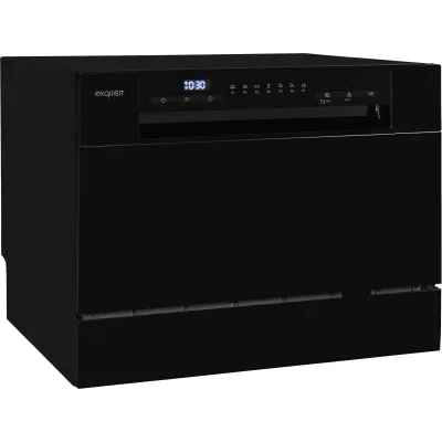Exquisit Tischgeschirrspüler GSP206-030D | 6 Maßgedecke | 7 Programme | freistehend | AutoOpen-Trocknung | LED | Schwarz