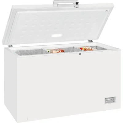 exquisit Gefriertruhe GT400-HE-040E | 371 Liter | Energieeffizienzklasse E | LED | auf Rollen | abschließbar | weiß