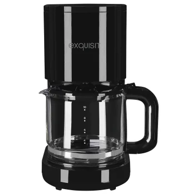 Exquisit Filterkaffeemaschine KA 6103 | 12 Tassen | 1,25 l Glaskanne | 900 W | 1x4 Filter | Tropfstopp | Schwarz