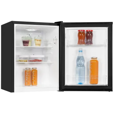 Exquisit Mini-Kühlschrank KB60-V-090E | 52 Liter | LED-Innenbeleuchtung | Glasablagen | 45 cm breit | schwarz
