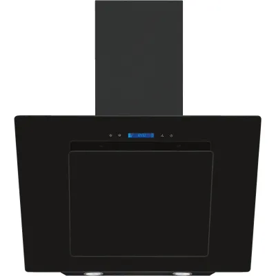 Exquisit Dunstabzugshaube KFD 807-2L | Wandmontage | schräg | 80 cm | 350 m³/h | LED | Umluft & Abluft | Schwarz-Glas