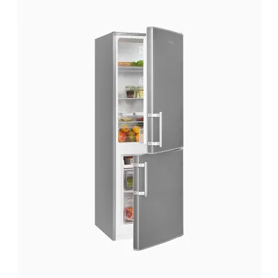 Exquisit Kühl-Gefrierkombination KGC233-60-HE-040D | 173 l | LED | Energieklasse D | 142,5x50x56 cm | inoxlook