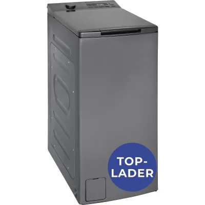 Exquisit Waschmaschine Toplader LTO1207-030A | 7,5 kg | 1200 U/min | Energieklasse A | schmal 40 cm | AquaStop | silber