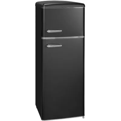 Exquisit Kühl-Gefrierkombination RKGC270-45-H-160E | Retro | 206l | LED-Beleuchtung | EEK E | 146,5x54,5x57,5cm | Mattschwarz