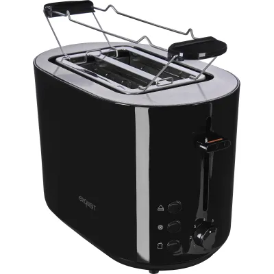 Exquisit 2-Scheiben-Toaster TA 6103 | 850W | 7 Bräunungsstufen | Brötchenaufsatz | Edelstahl | schwarz