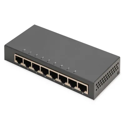 DIGITUS Netzwerk Switch DN-80066-1 | 8-Port Gigabit | Desktop | lüfterlos | Plug & Play | kompakt | 10/100/1000 Mbit/s