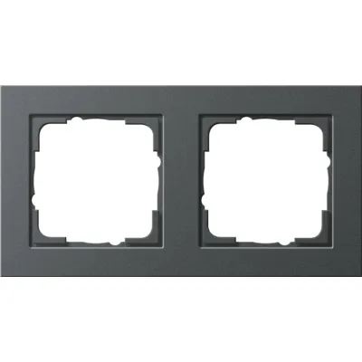 GIRA Abdeckrahmen 2-fach E2 021223 | Rahmen für Unterputzmontage | bruchsicher | Kunststoff | anthrazit