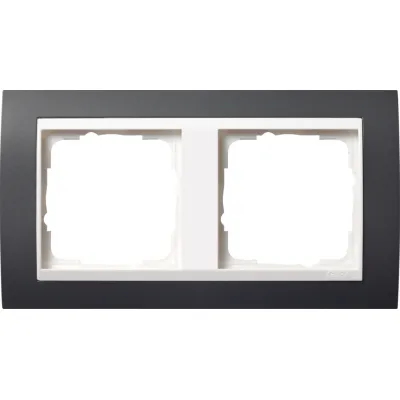 GIRA Abdeckrahmen 2-fach 0212328 | Event-Serie | anthrazit | Zwischenrahmen reinweiß glänzend | Kunststoff | IP20