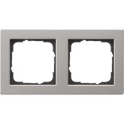 GIRA Abdeckrahmen 2fach E2 021233 | Edelstahl-Optik | Unterputz geeignet | Kunststoff | horizontal & vertikal | IP21