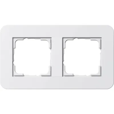 Gira Abdeckrahmen 2fach E3 0212410 | Unterputz geeignet | bruchsicher | glänzend | Klemmbefestigung | weiß