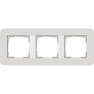GIRA Abdeckrahmen 3fach E3 0213411 | Unterputz-Rahmen Soft-Touch hellgrau/reinweiß glänzend Kunststoff