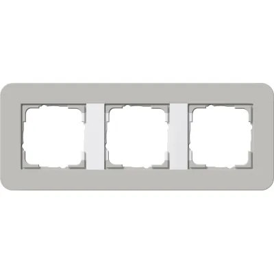 GIRA Abdeckrahmen 3-fach E3 0213412 | Soft-Touch | Trägerrahmen reinweiß glänzend | bruchsicher | Unterputz | grau