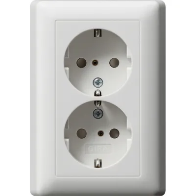 GIRA Doppelsteckdose SCHUKO 078327 | Unterputz System 55 | Kinderschutz | 16A 250V | Vollplatte | IP20 | reinweiß matt