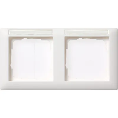 Gira Abdeckrahmen 2-fach Standard 55 | 109203 | mit Beschriftungsfeld | waagerecht | bruchsicher | Kunststoff | reinweiß