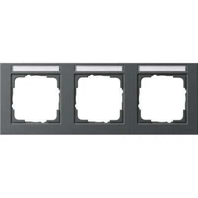 GIRA Abdeckrahmen 109323 | 3-fach waagerecht | E2 Serie | Beschriftungsfeld | bruchsicher | Kunststoff | anthrazit