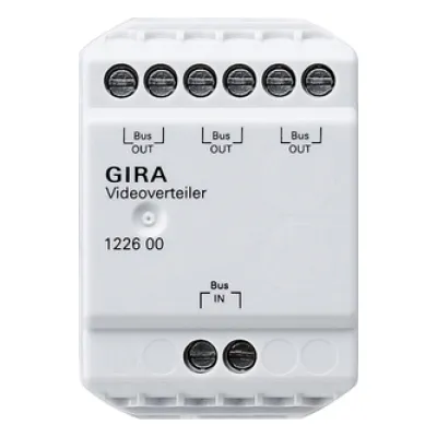 Gira Videoverteiler 122600 | Türkommunikation | 2 Eingänge | 6 Ausgänge | kaskadierbar | Aufputz | Unterputz | REG