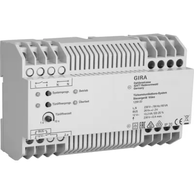 GIRA Steuergerät Video 128800 | Türkommunikation | Bus-System REG 8TE | 230V/12V | bis 18 Teilnehmer
