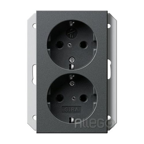 Bild: Gira 273128 Doppel SCHUKO KS, für 1f. Dose 55 Anthr.