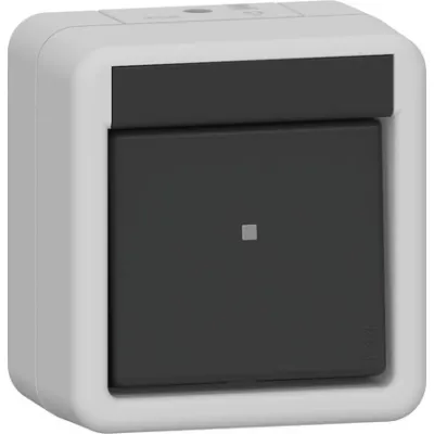 GIRA Wippschalter Kreuzschalter 310730 | Aufputz IP44 | beleuchtbar | Thermoplast | Steckklemme | grau