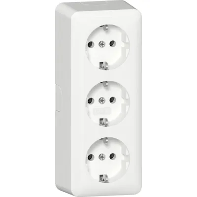 GIRA SCHUKO Dreifachsteckdose 478913 | Aufputz 3-fach Typ F | 16A 250V | Duroplast glänzend | IP20 Reinweiß