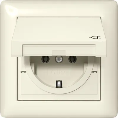 GIRA SCHUKO Steckdose 415701 | Unterputz IP44 | Klappdeckel | Dichtungsset | Abdeckrahmen | cremeweiß glänzend