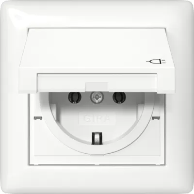 GIRA Schutzkontaktsteckdose 415703 | SCHUKO Typ F | IP44 Unterputz | Klappdeckel | Dichtungsset | reinweiß glänzend