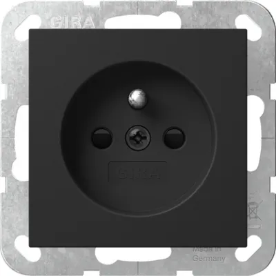 GIRA Steckdose 4485005 Unterputz System 55 | 16A 250V | mit erhöhtem Berührungsschutz | Shutter | schwarz matt | IP20