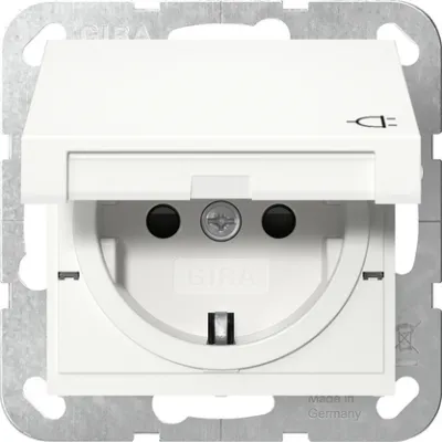 GIRA SCHUKO Steckdose 475403 | Unterputz Typ F | Klappdeckel | Safety Plus | System 55 | Reinweiß glänzend
