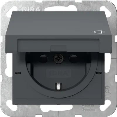 GIRA Schutzkontaktsteckdose 475428 | SCHUKO Typ F | Unterputz | Klappdeckel | Safety Plus | System 55 | anthrazit