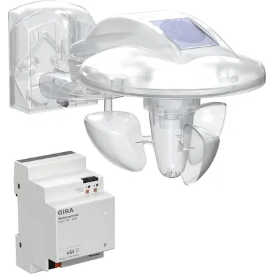 GIRA Wetterstation KNX 514600 Wettersensor + Wetterzentrale | REG-Montage | Helligkeit Wind Temperatur Regen | IP44