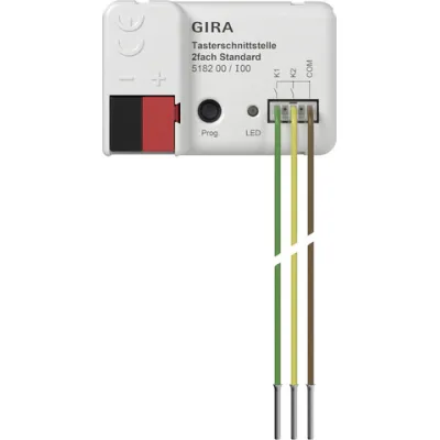 GIRA Tasterschnittstelle 2-fach 518200 | KNX Secure Binäreingang | Unterputz | LED-Anzeige | 2 Eingänge | DC | 30mm