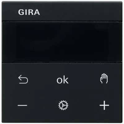 GIRA Raumtemperaturregler System 3000 BT 5394005 | Temperaturregler | Bluetooth | System 55 | schwarz matt | Kunststoff