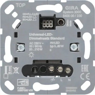 Gira Universal LED Dimmer System 3000 | Unterputz | Dreh-/Druckknopf | IP20 | 3-210W LED Halogen