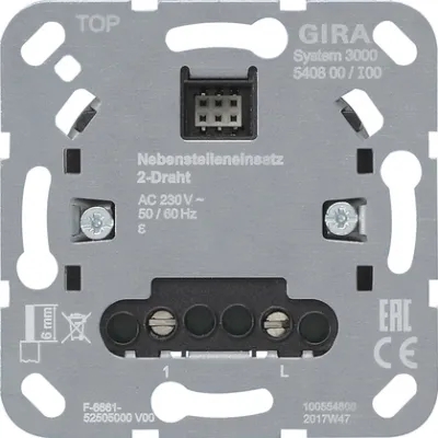 Gira Nebenstelleneinsatz 2-Draht 540800 | System 3000 | Unterputz | Universal | Basiselement | Krallen-/Schraubmontage