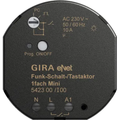 Gira Funk Schalt-Tastaktor Mini 542300 | eNet | 1-fach | Unterputz | 16A | 230V | Funk-Schaltaktor | IP20