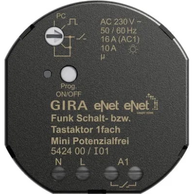 Gira Funk Schalt-Tastaktor Mini 542400 | eNet | 1-fach | potentialfrei | Unterputz | 230V | 2300W | IP20 | Funkbus