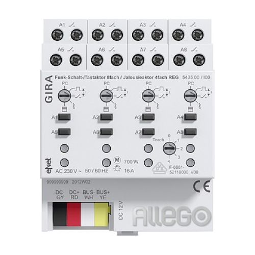 Bild: Gira 543500 Funk Schalt Jalousieaktor REG 8f 4f eNet