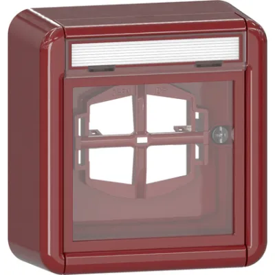 GIRA Abdeckung Schalter 320630 | Beschriftungsfeld & Glasscheibe | Aufputz IP44 | Thermoplast | rot