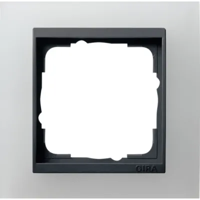 GIRA Abdeckrahmen 1-fach Event Opak Weiß 021124 | bruchsicher | Zwischenrahmen Anthrazit | Kunststoff | Unterputz | IP21
