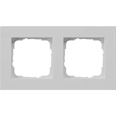 GIRA Abdeckrahmen 2-fach E2 0212375 | flacher Einbau | Kunststoff | matt | grau | IP20 | horizontal & vertikal
