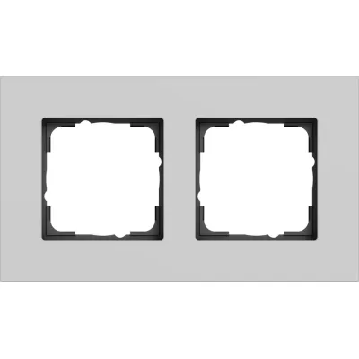 GIRA Abdeckrahmen 2-fach 0212405 | Aluminium Grau matt lackiert | Esprit Serie | Metall | Unterputz | Klemmbefestigung
