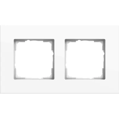 GIRA Abdeckrahmen 2-fach Esprit 0212403 | Aluminium | glänzend lackiert | Unterputz | Klemmbefestigung | Weiß RAL 9010