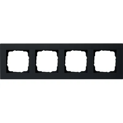 GIRA Abdeckrahmen 4-fach E2 0214095 | flacher Einbau | schwarz matt | Kunststoff | bruchsicher | Unterputz