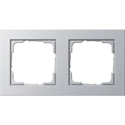 Gira Abdeckrahmen 2-fach E2 021225 | Kunststoff | bruchsicher | horizontal & vertikal | Unterputz | IP21 | Aluminium