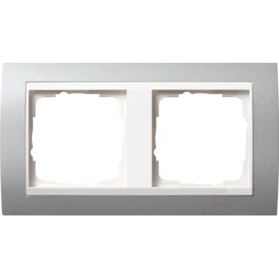 GIRA Abdeckrahmen 2-fach 0212326 | Event | Kunststoff | glänzend | Unterputz | bruchsicher | Reinweiß | Aluminium